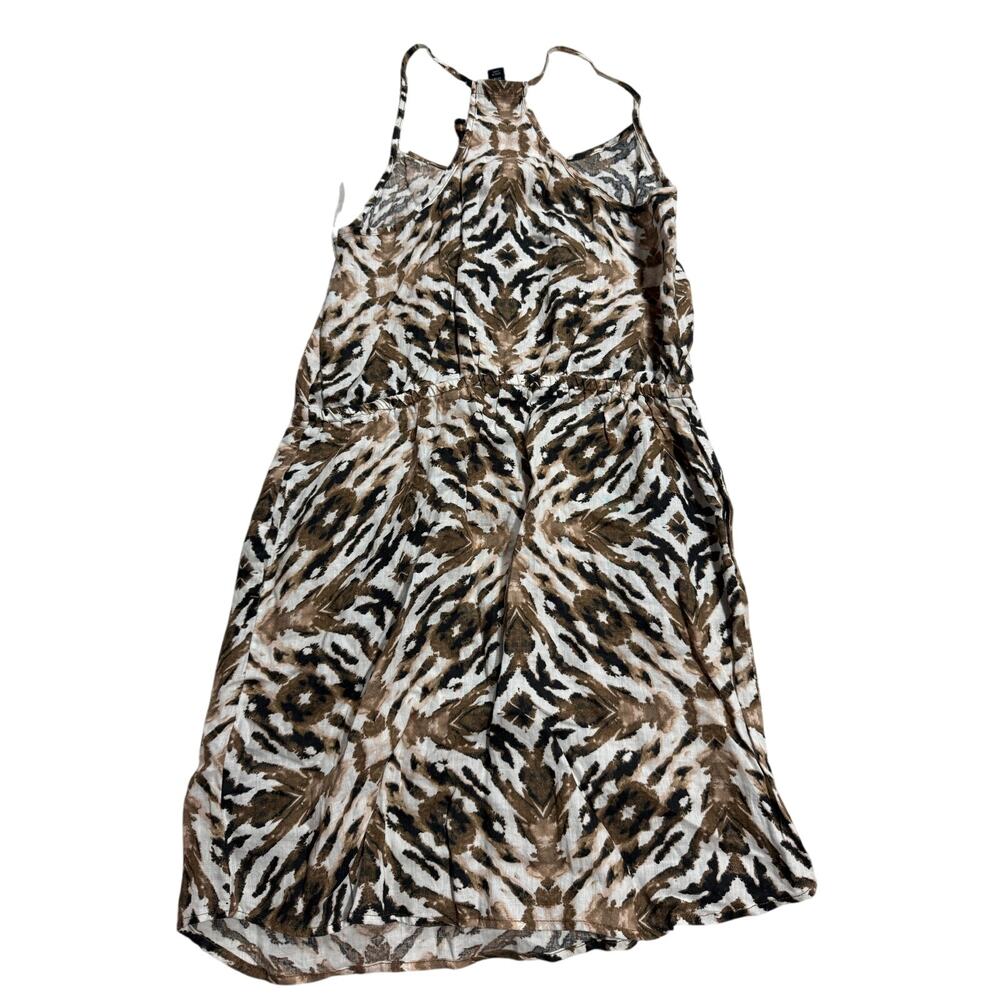 NWOT Cynthia Rowley Dress 100% Linen Animal Print Womens Sz 4 Brown White